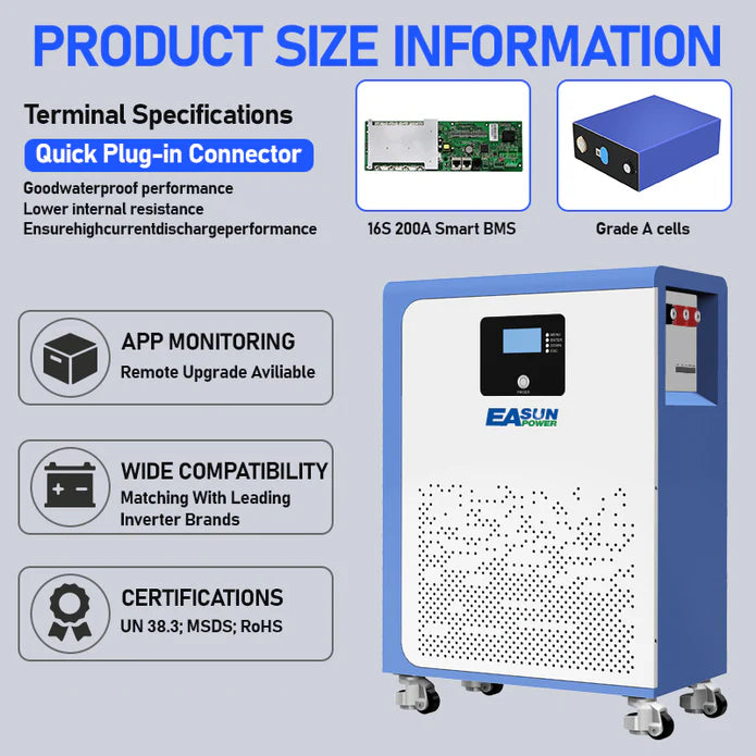 Easun Power 51.2.V 300AH LiFePO4 Battery