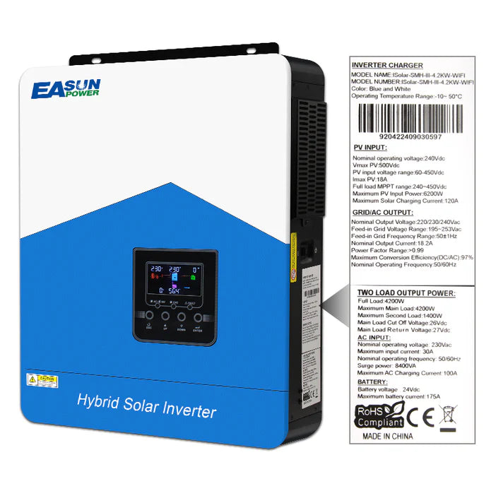 Easun Power 4.2KW Solar Inverter 110A MPPT Solar Charge Controller With Wifi