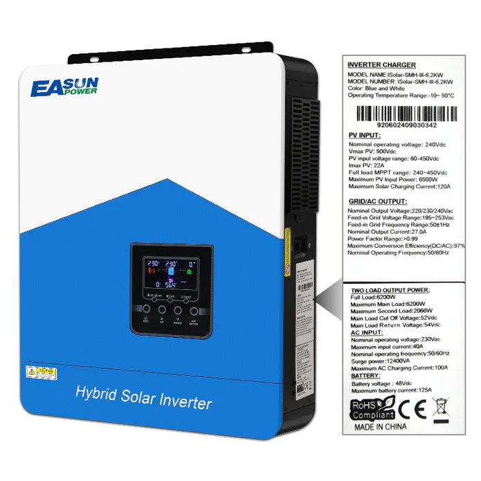 Easun Power 6.2KW Solar Inverter 120A MPPT Solar Controller Built -in WiFi