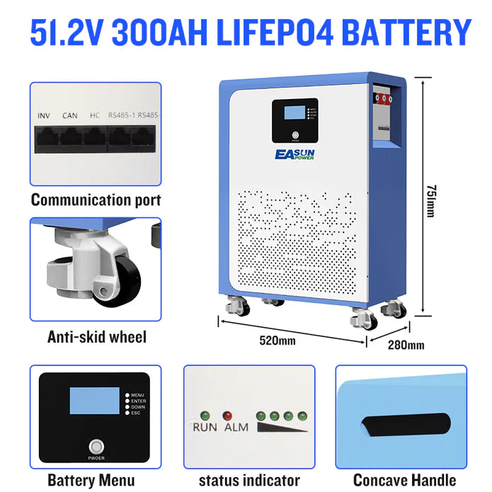 Easun Power 51.2.V 300AH LiFePO4 Battery