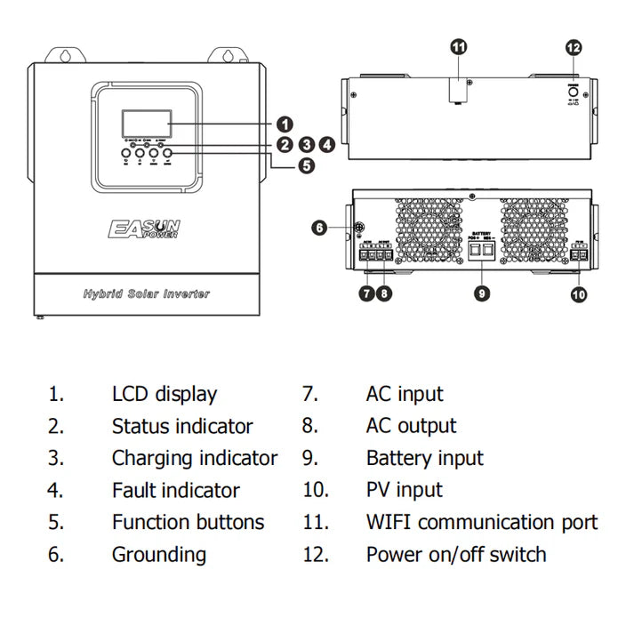 EasunPower 3.2KW Solar INVERTER 100A MPPT With WiFi